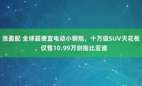 涨盈配 全球超便宜电动小钢炮，十万级SUV天花板，仅售10.99万剑指比亚迪